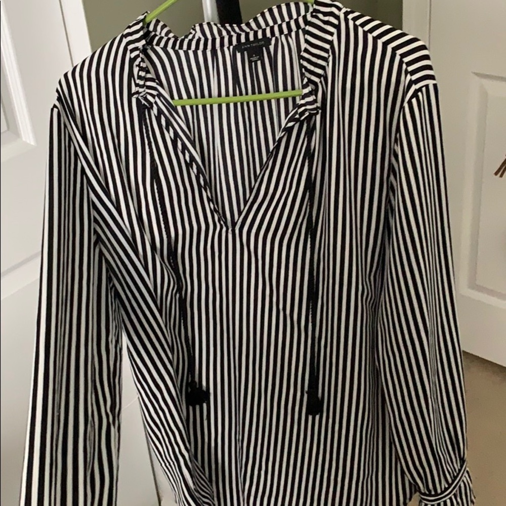 Black and white striped women’s blouse